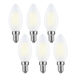 Lamsky E14 LED Bulb European Base 4W LED Chandelier Light Bulbs Dimmable 40W Equivalent,110V 5000K Daylight White,Frosted Glass Decorative Bulb,6 Pack