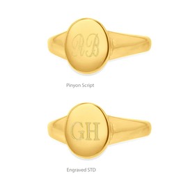 Tuscany Silver Unisex Sterling Sliver Yellow Gold Plated 9mm X 10.7mm Oval Signet Ring #M Engraving