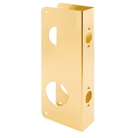 Prime-Line U 9931 Brass Lock and Door Reinforcement Plate for 1-3/4 In. Thick Doors, Brass Finish (Single Pack)