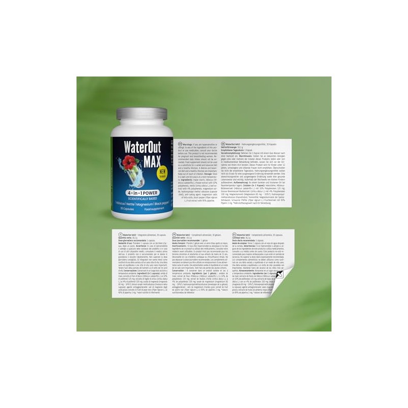 Slimmium WaterOut MAX Kapseln mit Hibiskus, Brennnessel, Magnesium und Extrakt