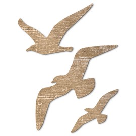 Putuo Decor 3 Pcs Wooden Seagull Wall Decor Beach Nautical Coastal Seagull Wall Sculpture Wood School of Seagull Wall Art Hanging Seagull Lake House Ocean Decor Vintage Ornaments for Home Bathroom