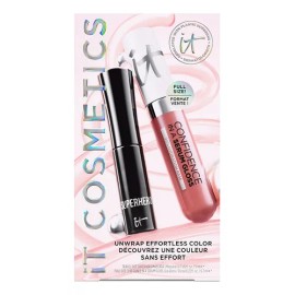 It Cosmetics - Set de Regalo Holiday 25 Eye Lip , Set de esenciales para labios y ojos con Confidence in a Serum LIp Gloss 6.7ml y Rmel Superhero 5ml 