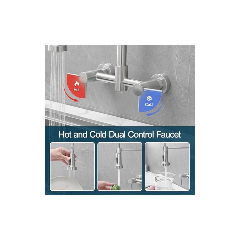 AIMADI Wall Mount Kitchen Faucets, 8-Inch Center | Wall Mount