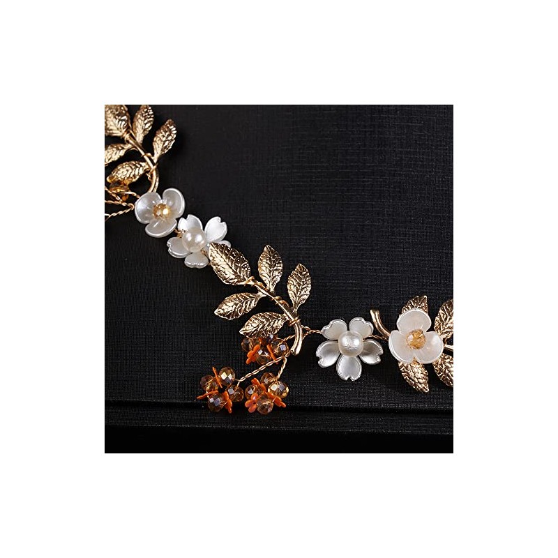 JWICOS Diadema de novia con hojas y flores, accesorio para