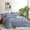 CLOTHKNOW Blue White Plaid Queen Comforter Set 3Pcs Grid Bedding
