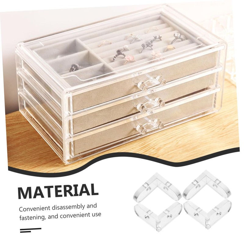 OUNONA 15 Pcs Acrylic Transparent Corner Brackets L-Shaped Fixing Buckle