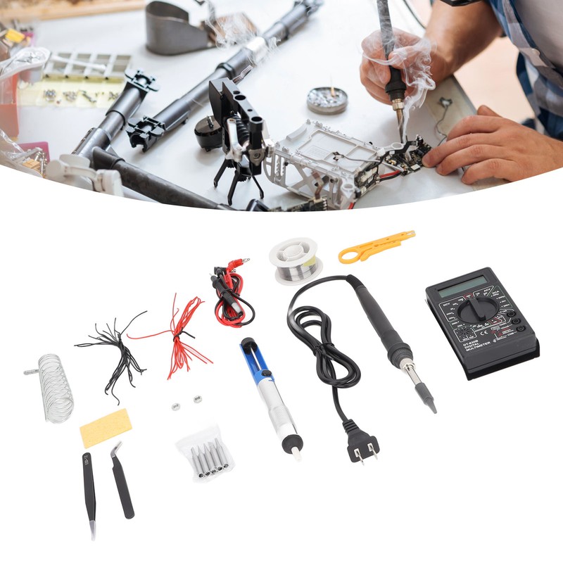 Soldering Iron Multimeter Kit 80W Digital Adjustable Temperature Electronics Welding