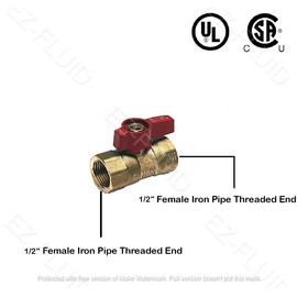 EZ-Fluid - Válvula de bola de cierre de gas de latón resistente de 1/2 pulgada FIP x 1/2 pulgada FIP, válvulas de gas de latón de cuarto de vuelta para gas natural, propano, ajuste de línea de gas, aparatos interiores y exteriores (1 unidad)