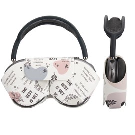 Smart Case Holder for AirPods Max - Sleep Mode Compatible, Anti-Dust and Scrapes, Replacement AirPods Max Headphone Sleeve Cover Cute Printed Leather Stock Case (Inspirational Words)