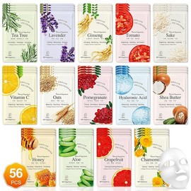 14 Pack Sheet Face Masks Skincare for All Skin Types Hydrating Face Masks Suitable for Sensitive Skin Bulk Facial Mask Set for Women Skin Care Face Mask Gifts Set for Face Spa - Pattern Name: C-56 Pack Facial Masks
