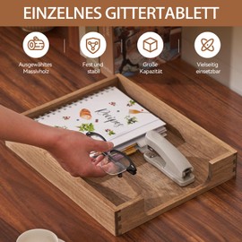 KIRIGEN Wooden Letter Tray, Single Compartment, Wood, Document Tray for Desk Organiser for Storing Magazines, Files, Folders, Papers, Yellow/Brown