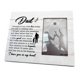 Rustic Wooden Dad Memorial Photo Frame, 4x6 - Record Past Away Dad, Condolence Gift - 'God Has You, I Have You in My Heart'