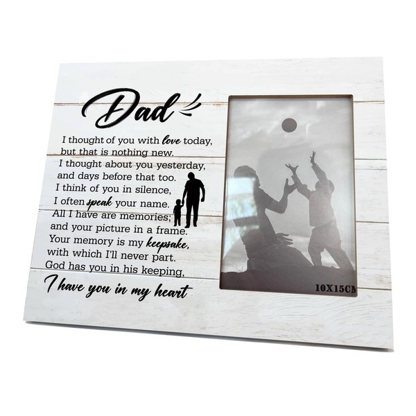 Rustic Wooden Dad Memorial Photo Frame, 4x6 - Record Past