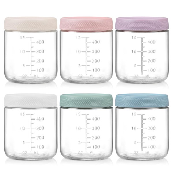 POIKSHARK 6-Pack Overnight Oats Containers with Lids, 16 OZ Wide