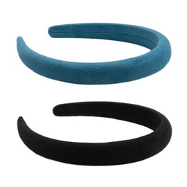 SXQLYH Pack of 2 Padded Headbands, Women's Headbands, Soft Faux Leather Hair Bands, Padded Hair Band, Comfortable Headbands for Women and Girls, E