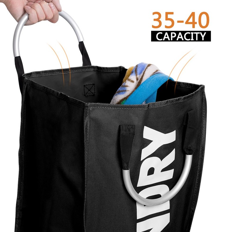 IHOMAGIC Portable Polyester Laundry Bag, Foldable Laundry Hamper with Aluminum