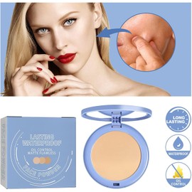 Bluemega Maquillaje en Polvo Compactos Faciales,Pure Antigrasa, Fijadores Suaves Y Mates, Impermeables De Larga Duración, Ligeros E Impecables