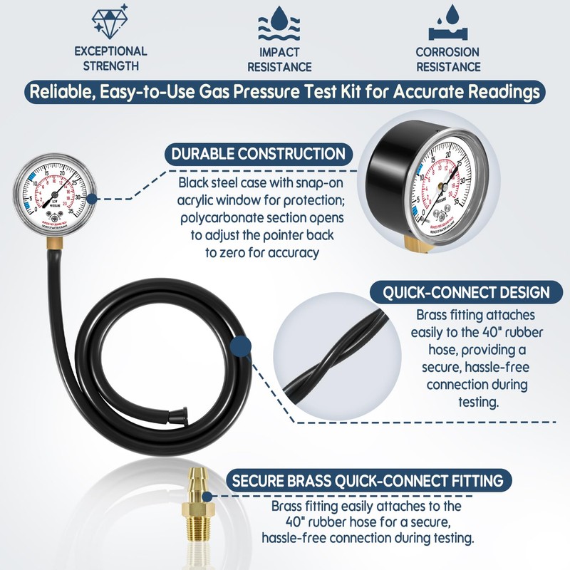 Natural Gas or LP Gas Manifold Pressure Test Kit, Natural