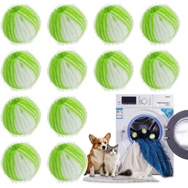 12 Stücke Tierhaarentferner Waschmaschine, Wiederwaschbare Waschbälle gegen Tierhaare - Hunde-/Katzenhaare & Fusseln effektiv entfernen mit Anti-Verwicklungs-System