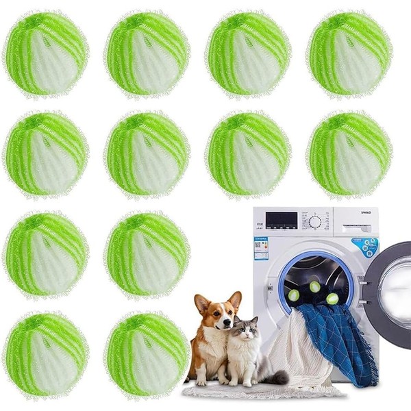 12 Stücke Tierhaarentferner Waschmaschine, Wiederwaschbare Waschbälle gegen Tierhaare - Hunde-/Katzenhaare