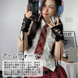 Doyime Women's Arm Warmer, Mine Type, Arm Cover, Knit, UV Protection, Arm Cover, Korea, Harajuku, Stylish, Cute, Wrist Warmer, Smartphone Operation, Four Seasons, Black, Black