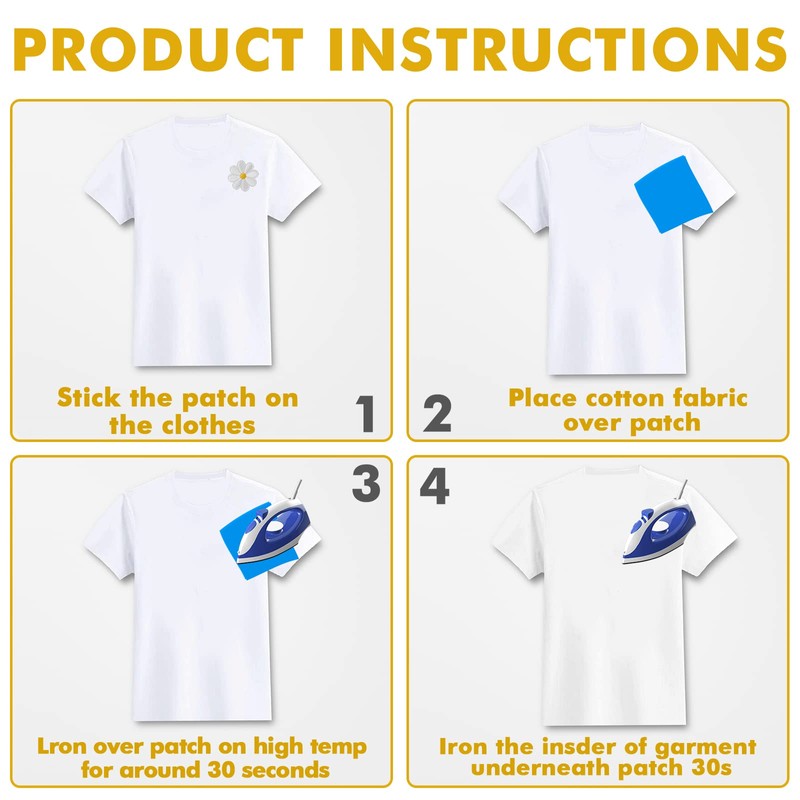 Pack of 20 Iron-On Patches Daisy Flowers Iron-On Patches Exquisite