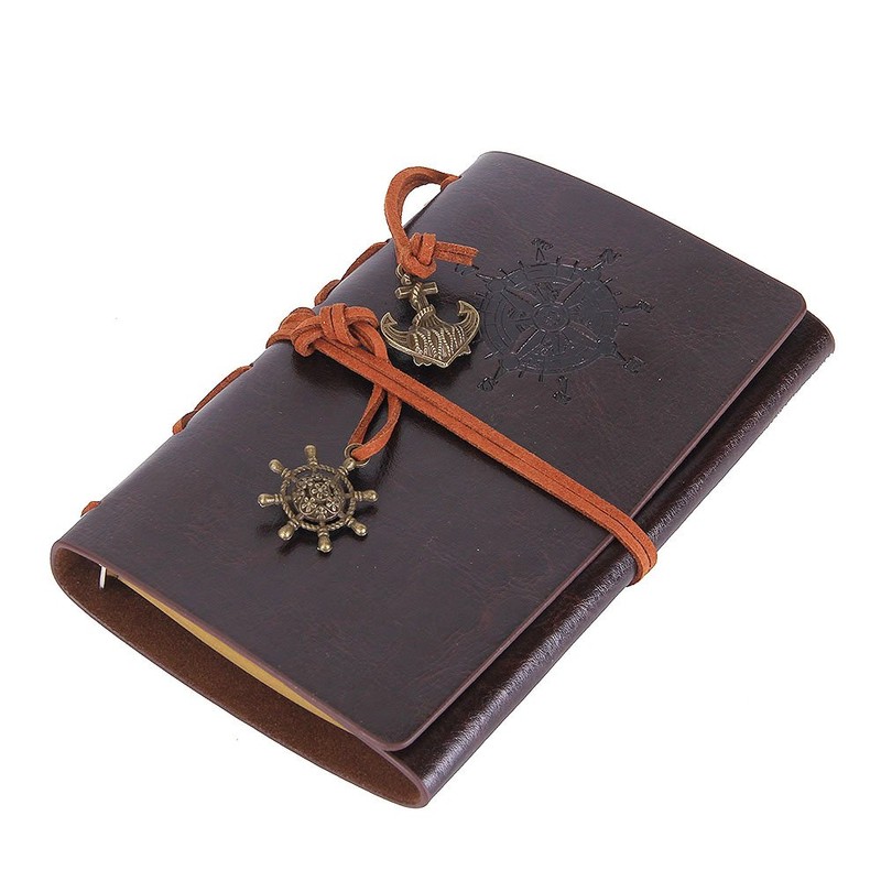 Leather Writing Journal Notebook, EvZ 7 Inches Vintage Nautical Spiral