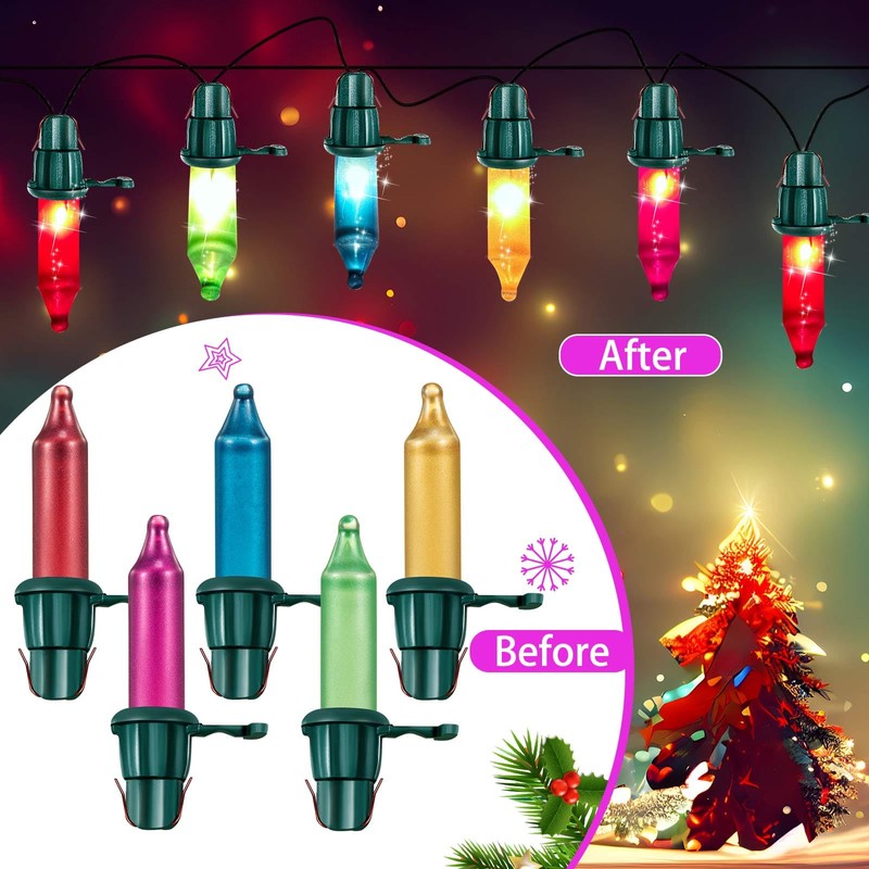 Mudder 60 Count Christmas Replacement Mini Light Bulbs with Base