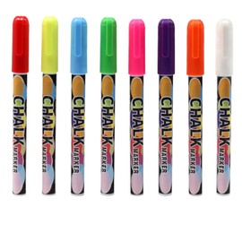 8pcs Erasable Chalk Markers, Liquid Chalk Ink Pens, Wet Erase Neon Chalk Makers for Blackboard, Chalkboard Signs, Glass Window, Graduation Celebration School Kids Art, Reversible Tip.