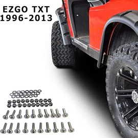 Huskey 4PCS EZGO TXT Golf Cart Fender Flares With Stainless Steel Hardware for 1996-2013 G&E Models,Constructed of Impact-Resistant ABS plastic and Recommended for Lifted Golf Cart with Offroad Tires