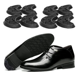 GOETOR Heel Plates 30 PCS Rubber Shoes Heel Taps Tips Repair Pad Replacement for Boots and Shoes with Nails (Black)