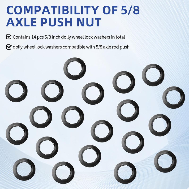 Dolly Wheel Lock Washer Replacement for Hard-to-Find Push-On Pushnuts, 5/8"