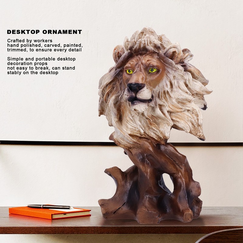 Resin Craftwork Craft Animal Sculptures Decorative Ornament Home Office DecorationLion