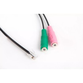 DC Pro Audio 1Ft 3.5mm Jacks to RJ9/RJ10 PC Mic/Headset to Cisco Office Phone Adapter Cable.