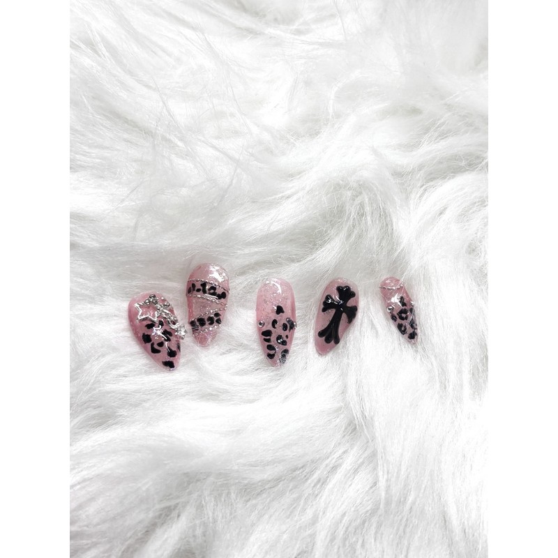 Gyaru Hopi Nail Tips - Coffin / 갸루 호피 네일팁