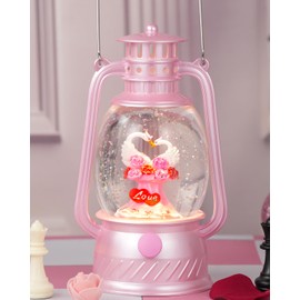 Valentine's Day Musical Snow Globes,Lighted with 6H Timer Glitter Pink Swan Wedding Remembered Snow Globes for Valentine's Day