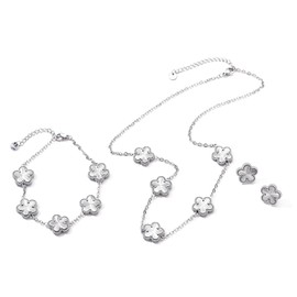 UOOANUO Clover Neckalce Bracelet Earring Set for Women 14K Gold Plated Stainless Steel Four Leaf Clover Jewelry Set