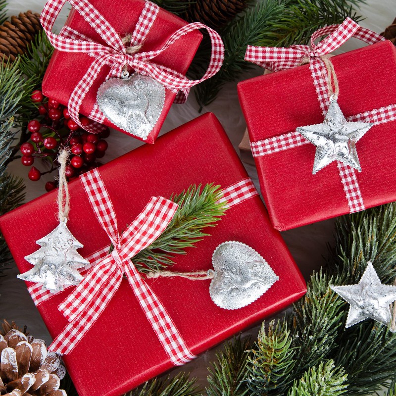 Logbuch-Verlag 18 Christmas Pendants Silver Metal Heart Star Tree 5