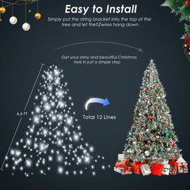 Christmas Tree Lights Indoor Outdoor, 420 LED Christmas String Lights 6.6FT x 12 Lines with 8 Modes & Timer, Waterproof Twinkle Lights Plug in for 6FT- 8FT Xmas Tree Christmas Decoration (Cool White)