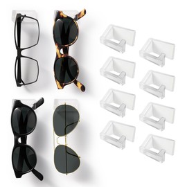 MELEN Adhesive Sunglass Organizer Wall (8-Pack) - Strong and Compact Glasses Holder, Sunglass Holder for Car and Wall - Clear