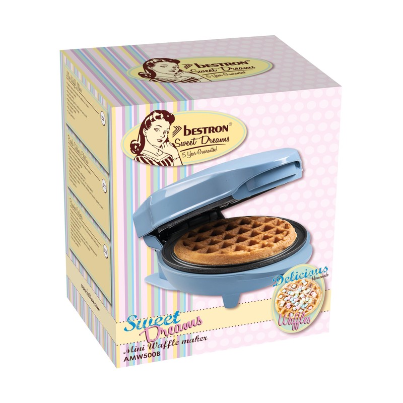Bestron AMW500BBS Mini Waffle Maker, Alloy Steel, Blue