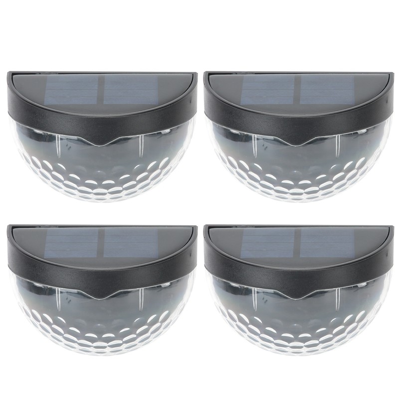 4Pcs Outdoor Waterproof Semicircle 6LED Solar Power Wall Lamp Black