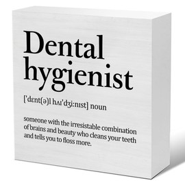 Dental Office Decor Dentist Gifts for Men Women Dental Hygienist Definition Wood Sign Office Home Decorations for Desk Table Shelf 5 X 5 Inches