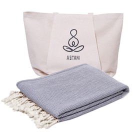 ATANI Turkish Beach Towel (69x35 Inches), Oversized 100% Cotton Sand Free Lightweight Quick-Dry Turkish Towel, Peshtemal Towel for Travel, Bath, Camping, Yoga and Pool (Grey)