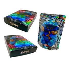 10 Bags and 10 Boxes, 1 Special Cartoon Pattern, Resealable Candy Bags, Gummies Bags, 5 x 4 Inch Storage Baggies, Treat Bags, Cookie Bag (blue)