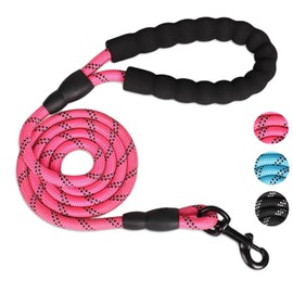 fogman Dog Leash with Choice of Thickness 0.4 - 0.5 inches (1.0 - 1.2 cm), Length 3.9 ft (1.5 m), Suitable for Small to Large Dogs, Night Reflective (Thickness 0.4 inches (1.0 cm), Pink)