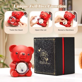 Mikasol Romantic Teddy Red Bear with Preserved Rose - Real Rose in Elegant Black Gift Box for Valentine's Day, Anniversaries, Weddings, Bridal Showers, and Mother's Day