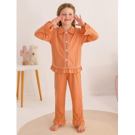 Toddler Baby Girls Pyjamas Set Button-up Long Sleeve Pajamas Pjs Set Sleepwear Nightwear Loungewear Clothes Set Gifts for Little Girls