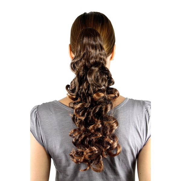 WIG ME UP - NC218-2T30 45cm Long Curly Ponytail Braid Natural Brown Mix