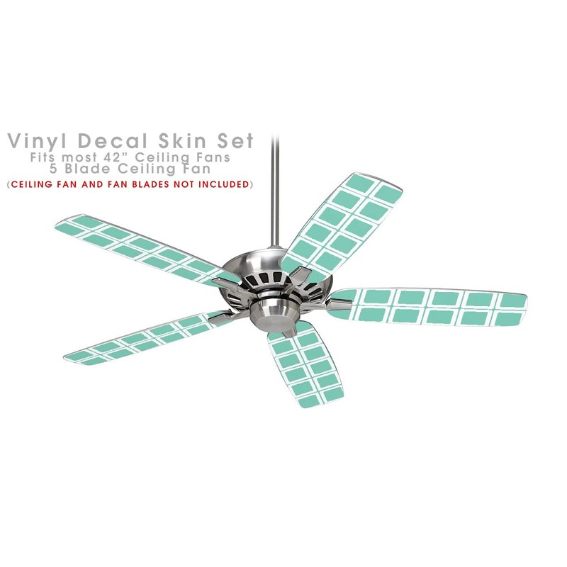 Squared Seafoam Green - Ceiling Fan Skin Kit fits most